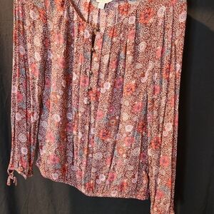 Lucky Brand Floral Blouse - Pink and Red